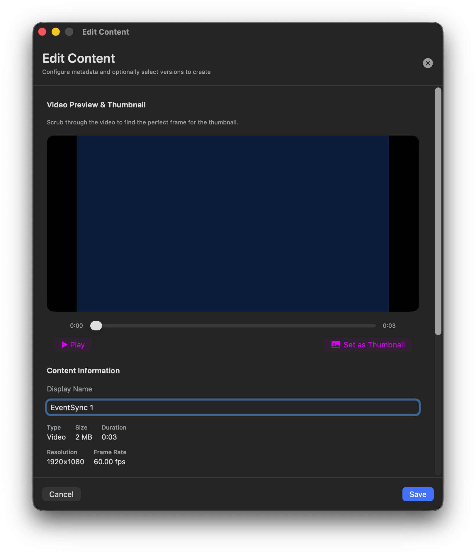 Edit Content preview