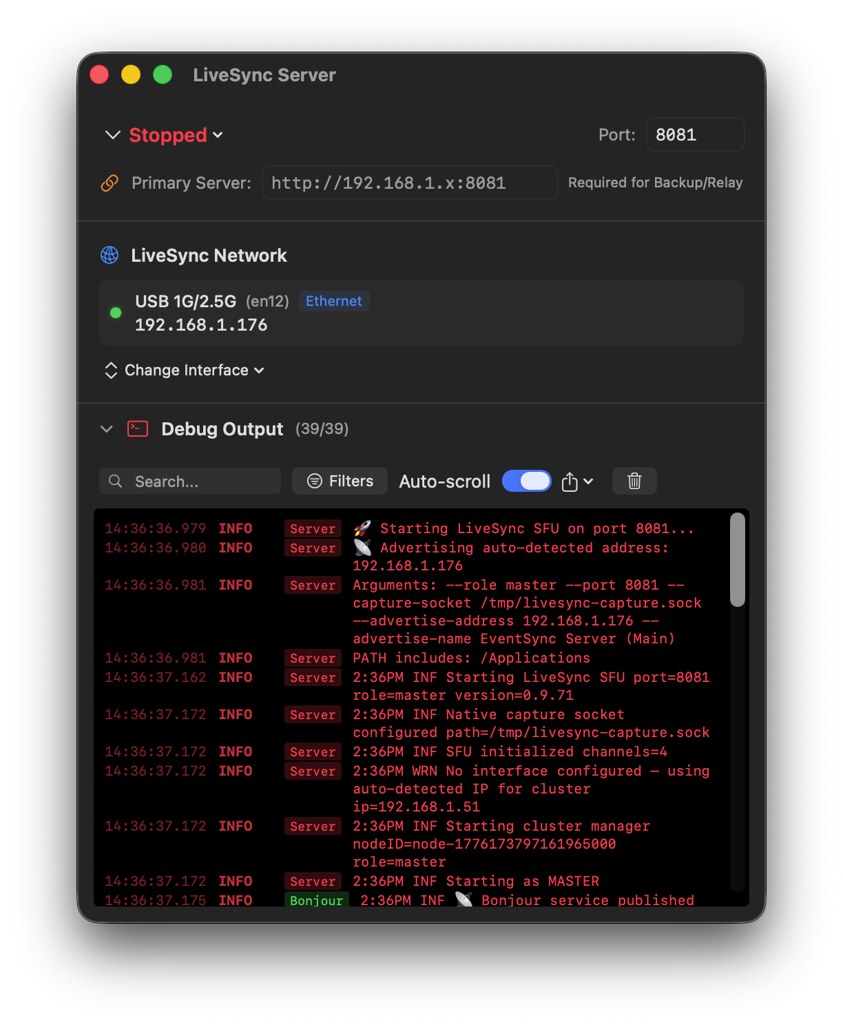 LiveSync Server Running