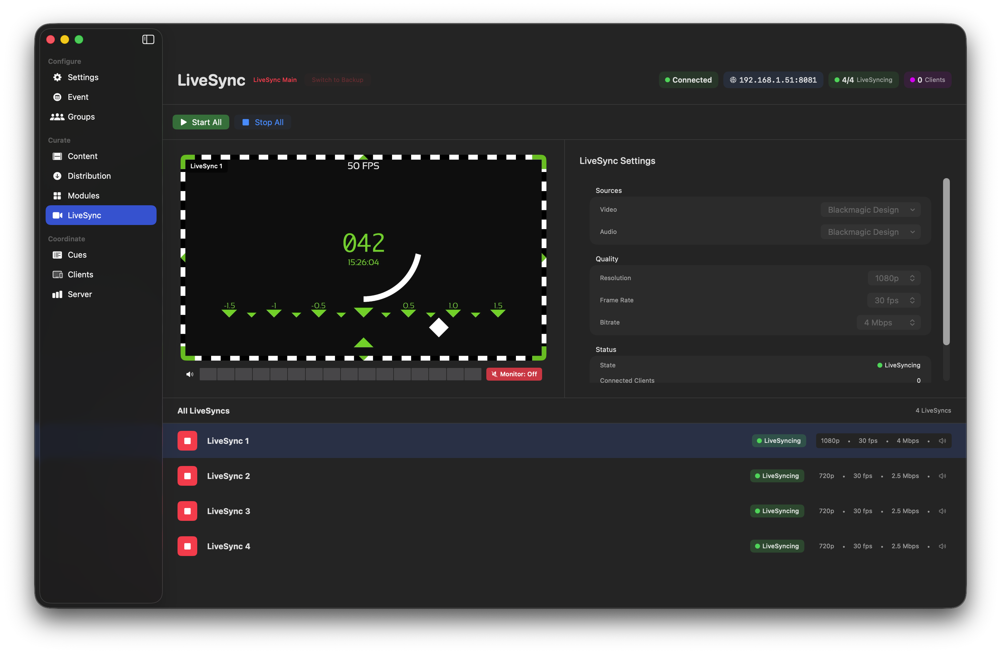 Multiple LiveSync feeds