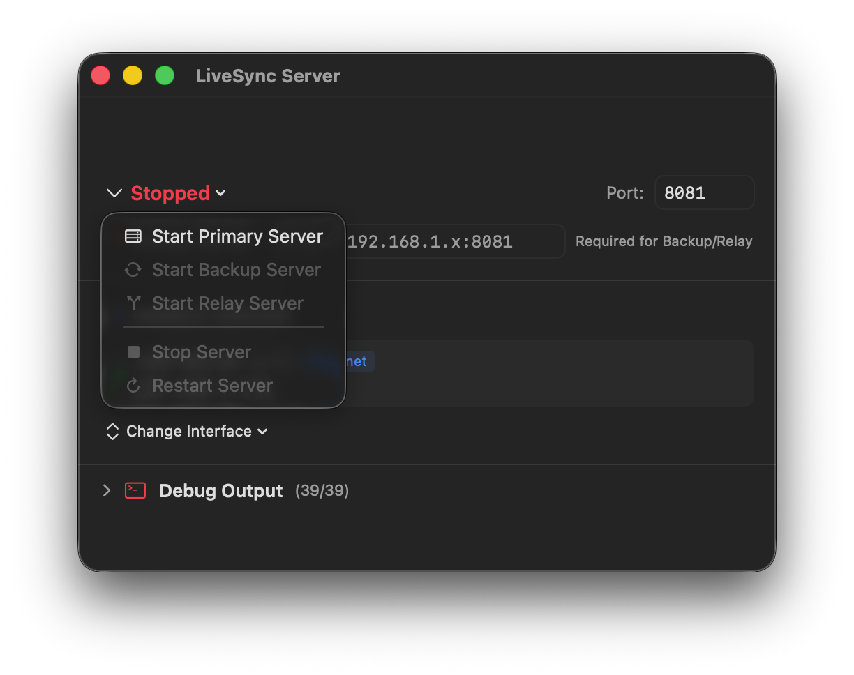 LiveSync role picker
