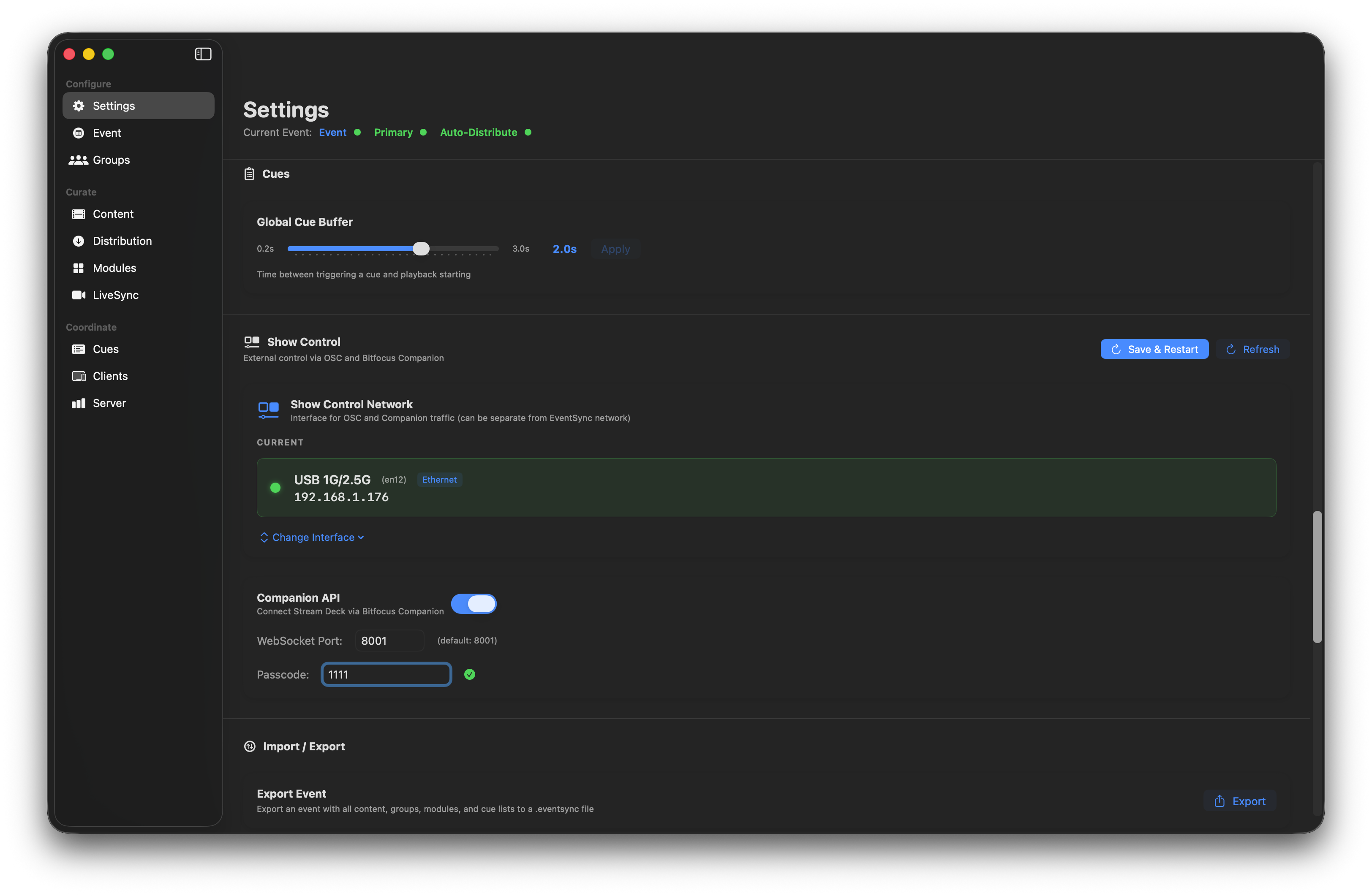 Companion API with passcode