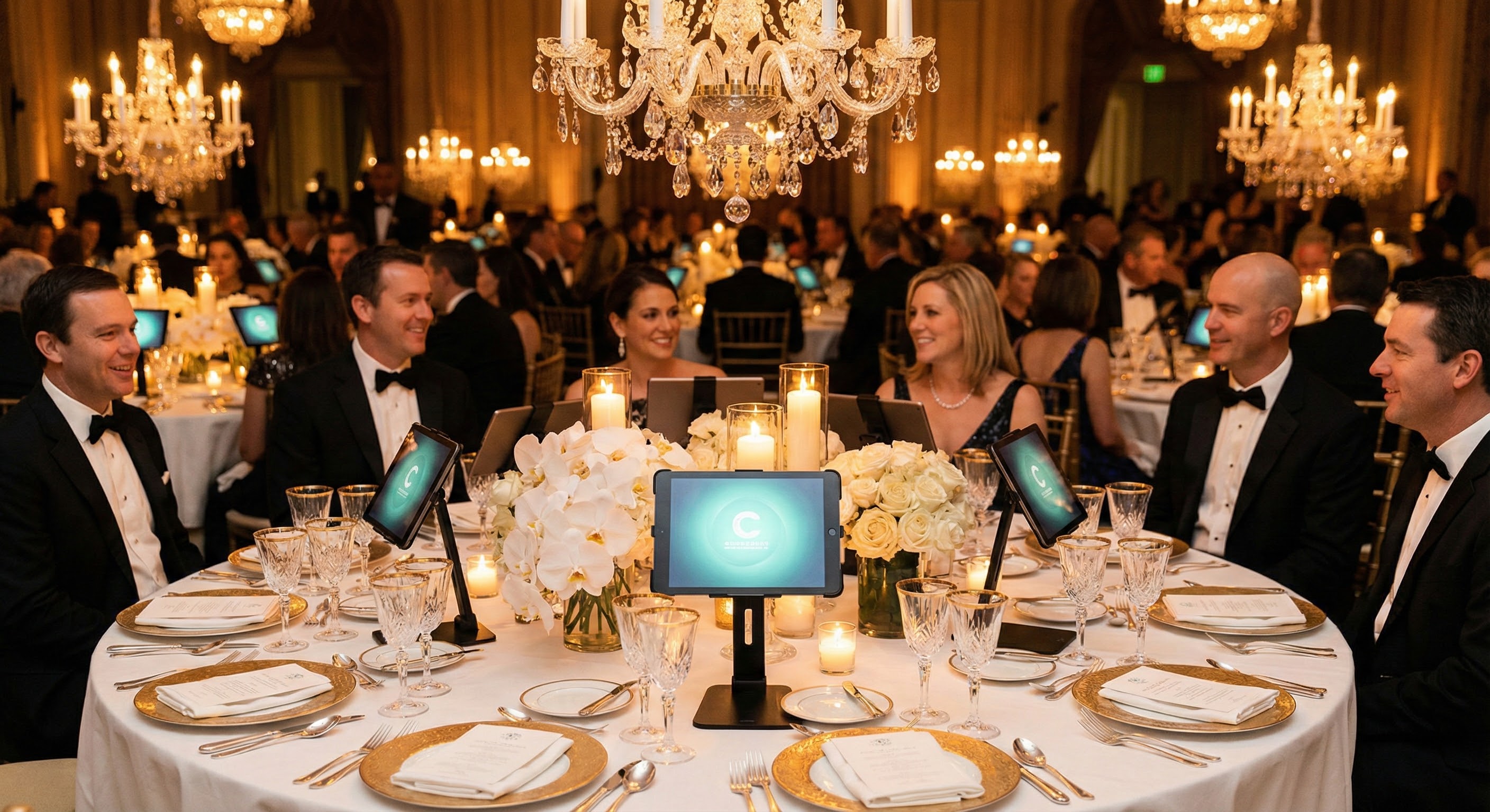 Gala dinner with iPad table centrepieces